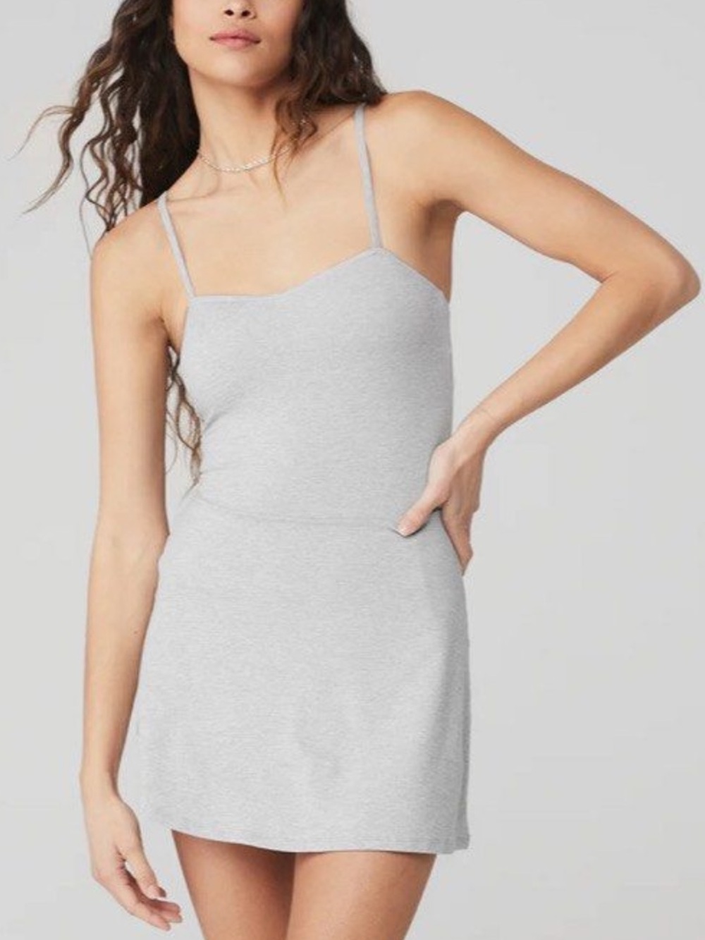 Alo Yoga Alosoft Courtside Tennis Dress Athletic Heather Grey. Size Medium. - Picture 1 of 5